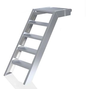 Scafom-rux Aluminium platformtrap - [5 treden] buitentrap - 1 meter hoogte, 58 cm breed - trap buiten - aluminium trap voor vijver, tuin en toegang tot gebouwen - buitentrap met platform - trappen