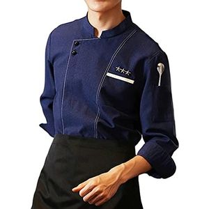 YWUANNMGAZ Lange mouw man westerse restaurant chef-kok jas, hotel werkkleding restaurant werkkleding gereedschap fastfood chef uniform (maat: F (3XL))