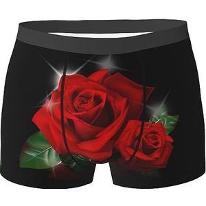 ZJYAGZX Rode Rozen Print Heren Zachte Boxer Slips Shorts Viscose Trunk Pack Vochtafvoerend Heren Ondergoed, Zwart, L