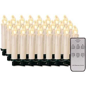 20/30/40/50/60 stuks LED-kaarsen, LED-kerstverlichting, draadloze dimbare kerstverlichting, vlamloze kerstkaarsen voor de kerstboom, kerstdecoratie, bruiloften, verjaardagen, feesten (melkwitte kaars, 50 stuks)