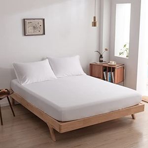 Hoeslaken gemaakt van 100% biologisch bamboe geschikt voor matrassen tot 35 cm - 100% Zacht - Hotel gevoel - (Coco White, 140x200)