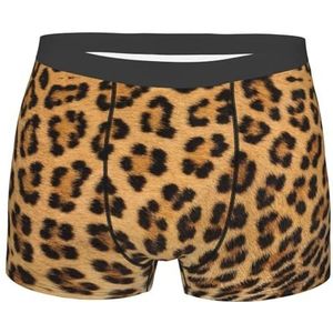 KoNsev Ruwe luipaardprint print herenondergoed boxerslip, vochtafvoerend ondergoed, lange benen en kofferbak, 1-pack, Ruwe luipaardprint, L