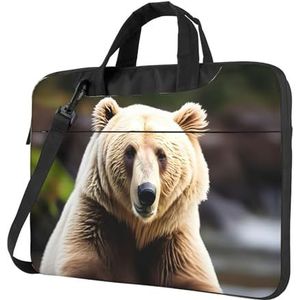 Gele ultradunne laptoptas met kip, laptoptassen voor bedrijven, geniet van een probleemloze en stijlvolle reis, Witte beer bruine beer, 14 inch
