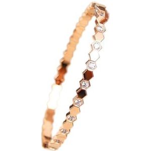 Armband Zeshoekige armband ring set S925 zilver AU750 18K Gouden vrouw bruiloft boutique sieraden Armband 925 Sterling Zilver (Color : Rose Gold Bracelet17_9)