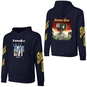 LSMCCOTP Sta-tus Logo Qu-o Katoenen Hoodie Pullover Heren Lange Mouw Sweatshirt Met Zak Voor Mannen Zachte Zwarte Hoody Basic Casual Fans Merch 3XL, Marineblauwe stijl, L