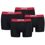 Levis Solid Basic Boxershort voor heren, 4 stuks, zwart/rood, L