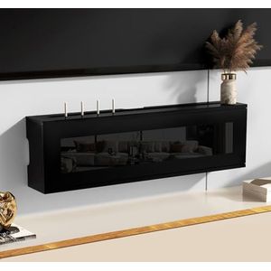 XCLOOZGL Houten Wifi-Router Opbergdoos Verbergkast Plank Decoratieve Routerverstopper Kast Voor Kabelmodem Internetuitlaat Afdekking Opbergkast Wandgemonteerd Massief Hout,Blackb,90X11X21cm