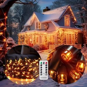 Monzana 400 LEDS Lichtsnoer Afstandsbediening Timer 8 Lichtstanden Dimbaar IP44 Weerbestendige Kerstverlichting Warm Wit