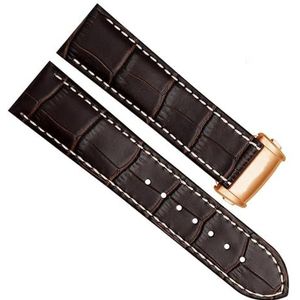 dayeer Koeienhuid lederen horlogeband voor Hamilton Aviation Classic Series kaki herenarmband met vouwgesp (Color : Brown 02-rose gold B, Size : 20mm)