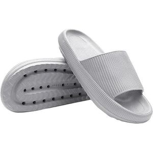 Zomer Dikke Platform Badkamer Thuis Mannen Slippers WomenSoft Sole Indoor Sandalen Antislip Slippers Mannelijke Slides (Color : GRAY, Size : 40-41(insole 250mm))