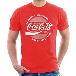 Coca-Cola Circle Logo White Text T-shirt voor heren, rood, XL