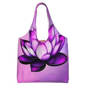 XIAOYANS Paarse Lotus Extra Grote Capaciteit Schouder Canvas Tas Voor Winkelen Reizen Dagelijks Gebruik, Zwart, Eén maat