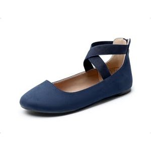 DREAM PAIRS Klassieke ballerina's voor dames, elastische enkelbandjes, comfortabele platte schoenen, Marineblauw, 39 EU