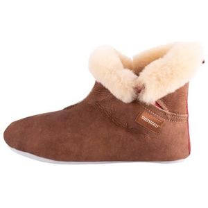 Shepherd of Sweden Mariette lamsvachtpantoffels voor dames, 100% echt lamsvacht, comfortabel, zacht en warm, pluizig, Antiek cognac, 37 EU