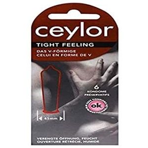 Ceylor Tight Feeling 6 condooms met extra nauwe opening, breedte 45mm, verpakt in hygiënische ""Dösli"", eenvoudig te openen, sneller uitrollen, premium kwaliteit uit Zwitserland