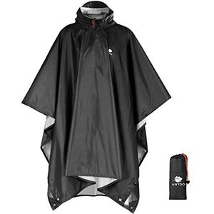 Anyoo Lichte waterdichte regenjas poncho, herbruikbaar, ripstop, ademende multifunctionele regenjas met capuchon, opvouwbare beschermhoes, onderkant, ideaal voor buiten, camping, wandelen, vissen