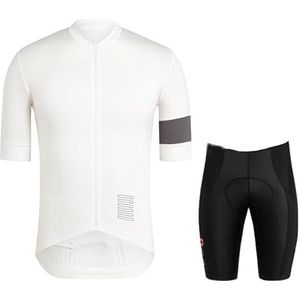 KWTSGOVC Heren wielertruiset, ademend, sneldrogend, korte mouwen, fietstenues met 3D gel-zadelvulling, shorts voor fietsen, joggen(Color:White A,Size:XXL)