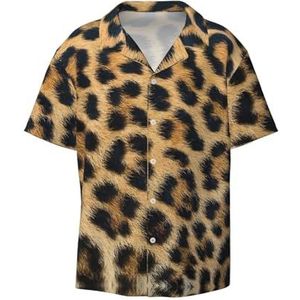 OdDdot Ruwe luipaardprint print heren button down shirt korte mouw casual shirt voor mannen zomer business casual overhemd, Zwart, M