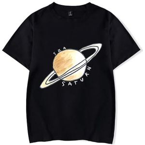 SZA Tee Saturn Merch Mannen Vrouwen Mode T-Shirt Unisex Cool Korte Mouwen Shirts Zomer Kleding, Zwart, XXL