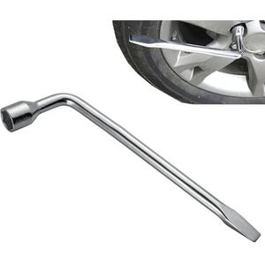 CLKE Reservewielsleutel, type L, sterk koppel, 17 mm, moersleutel met platte kop, multifunctionele wielsleutel om inspanningen te besparen, voor autoreparatie (zilver)