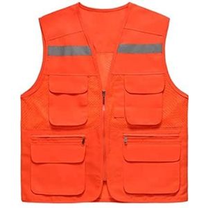 Fluorescerend Vest Reflecterend pak polyester vezel reflecterende veiligheidsvest met zilveren staaf geschikt for nachtelijke jogging Reflecterend Harnas (Color : Orange, Size : XXL)