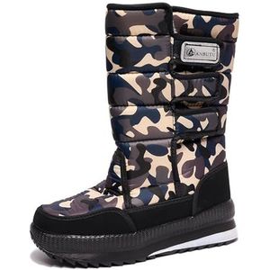 Zyerern Dames wandelschoenen Retro nieuwigheid laarzen puntige dikke zool laarzen dikke hak mouw middellange laarzen, 144, Camouflage, 7.5 UK Wide