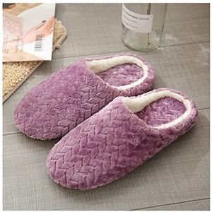 LYHYDMA Katoenen pantoffels Winter Indoor Slippers Vrouwen Bont Warm Pluche Liefhebbers Thuis Slipper Antislip Herfst Schoenen Vrouw Mannen Huis Vloer Zachte Slient Slides (Paars, 11.5)
