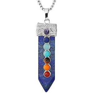 Gem Stone Sword Taper Hanger Ketting Sliver Color Healing 7 Chakra Crystal Pendulum Reiki Sieraden-Lapis Lazuli