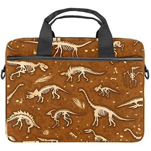 Dinosaurus Bone Bruin Laptop Schouder Messenger Bag Crossbody Aktetas Messenger Sleeve voor 13 13.3 14.5 Inch Laptop Tablet Beschermen Tote Bag Case, Meerkleurig, 11x14.5x1.2in /28x36.8x3 cm