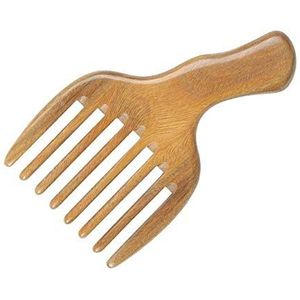 1 Pack sandelhout haarkam met brede tanden, afro-plectrum en baard styling functies
