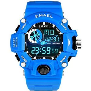 Herenhorloge Topmerk Luxe Quartz LED Lichtgevende Horloge Waterdicht Digitale Sporthorloge Weergave Nauwkeurige tijd DATUM/DAG DIGITALE STOPWATCH,Blauw