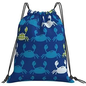 351 Gymtas met trekkoord 42 x 36 cm, blauwe krabben unisex string tas opvouwbare string zwemtas jongens lichte rugzak, voor strand, wandelen, yoga, Tas met trekkoord 794, 36x42cm