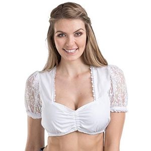 Schöneberger Trachten Couture Dames dirndlblouse van kant en katoen – elegante witte dirndlblouse Wiesnherz, wit, 48
