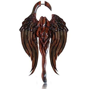 CHICNET Fake piercing vrouw naakt vleugels engel narrahout roestvrij staal steeksluiting hout, roestvrij staal