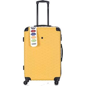 Luggage Hard Shell Case ABS Reizen Koffer 4 Wiel Spinner Trolley Bagage Tas Combinatie Lock 4 Hoek Swivel Wielen, Mosterd, 26 Inch 73 x 47 x 25 cm, 72L, 3.7 KG