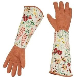 Ademende Handschoenen Bloemenprint Kunstleer Tuinhandschoenen For Dames Antislip Schoonmaakhandschoenen Tuinhuishoudhandschoenen (Color : Sun Flower Brown)