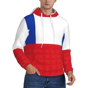 JEJEA Vlag van Chili Print Casual Hoodie voor heren, sweatshirt met lange mouwen Comfort Ademende Gym Hoodie Met Zak Zwart, Zwart, S