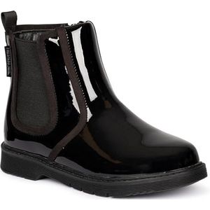 Trespass Unisex Kids Patent Chelsea Boot met Zip en Grip Sole Ziya, Zwart, 3 UK Child