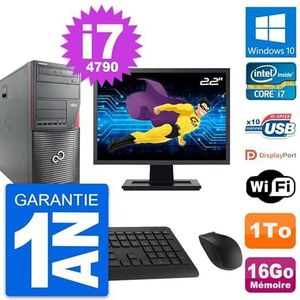 Fujitsu W530 PC Tower, 22 inch (55,6 cm), Intel i7-4790 RAM, 16 GB, harde schijf 1 TB, Windows 10, WiFi (gereviseerd)