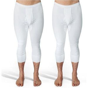 SES 3/4-lange onderbroek voor heren, verpakking van 2 stuks, met gulp en zachte tailleband van 100% katoen, Weiß, XL