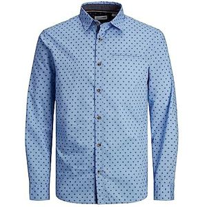 JACK & JONES JJETREKOTA Detail LS NOOS Shirt voor heren, kasjmier blauw, XL, Cashmere Blue, XL