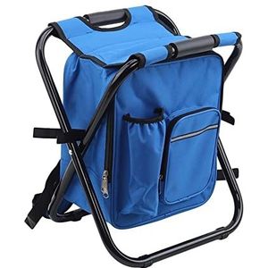 2 in 1 Opvouwbare Visstoel Zak Camping Vissen Stoel Kruk Draagbare Rugzak Koeler Geïsoleerde Picknick Gereedschap Tas Wandelen Stoel Tafel Tas (Color : Blauw)