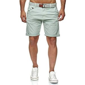 Indicode Conor Korte broek voor heren met riem, cargoshorts voor heren, van katoen, vrijetijdsbroek met zakken, sportieve elegante look, regular fit, comfortabel materiaal met stretch, lichtblauw, L