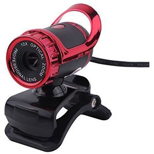 HD webcam, Richer-R 12.0M pixels HD webcam met microfoon, USB digitale video HD webcam met 360 ° draaistandaard, ondersteunt CC200, AIM, Netmeeting, ICQ, MSN zilver/rood rood