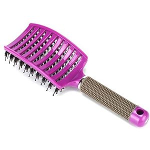 DieffematicSZ kam Women Hair Scalp Massage Comb Bristle Nylon Hairbrush Wet Curly Detangle Hair Brush for Salon Hairdressing Styling Tools (Color : Purple)