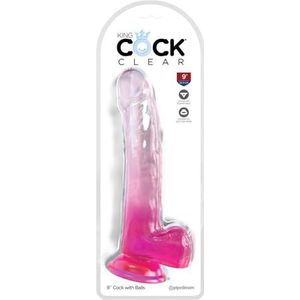 KING COCK CLEAR - DILDO WITH TESTICLES 20.3 CM PINK