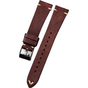 Handgemaakte Mat Lederen Horlogeband 19 20 Mm Retro Eerste Laag Koeienhuid Zachte Armband Compatibel Met Antieke Horlogebandjes (Color : Brown, Size : 18mm)
