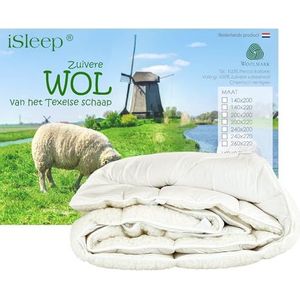 iSleep Wollen Onderdeken - 100% Wol - Eenpersoons - 80x200 cm - Ecru