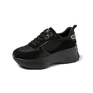 QUEEN HELENA Sneakers Platform lichte gymschoenen casual comfortabele dames X29-28, X29 28 Zwart, 39 EU