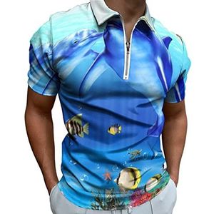 D-olphin Kiss Half Zip-up Polo Shirts Voor Mannen Slim Fit Korte Mouw T-shirt Sneldrogende Golf Tops Tees 4XL
